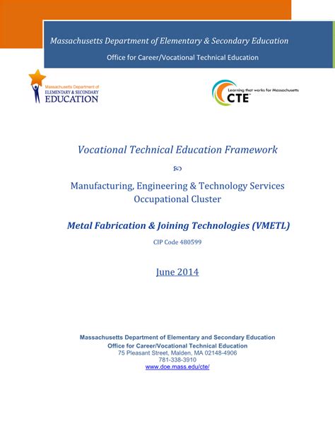 massachusetts metal fabrication frameworks|VTE Framework: Metal Fabrication & Joining Technologies .